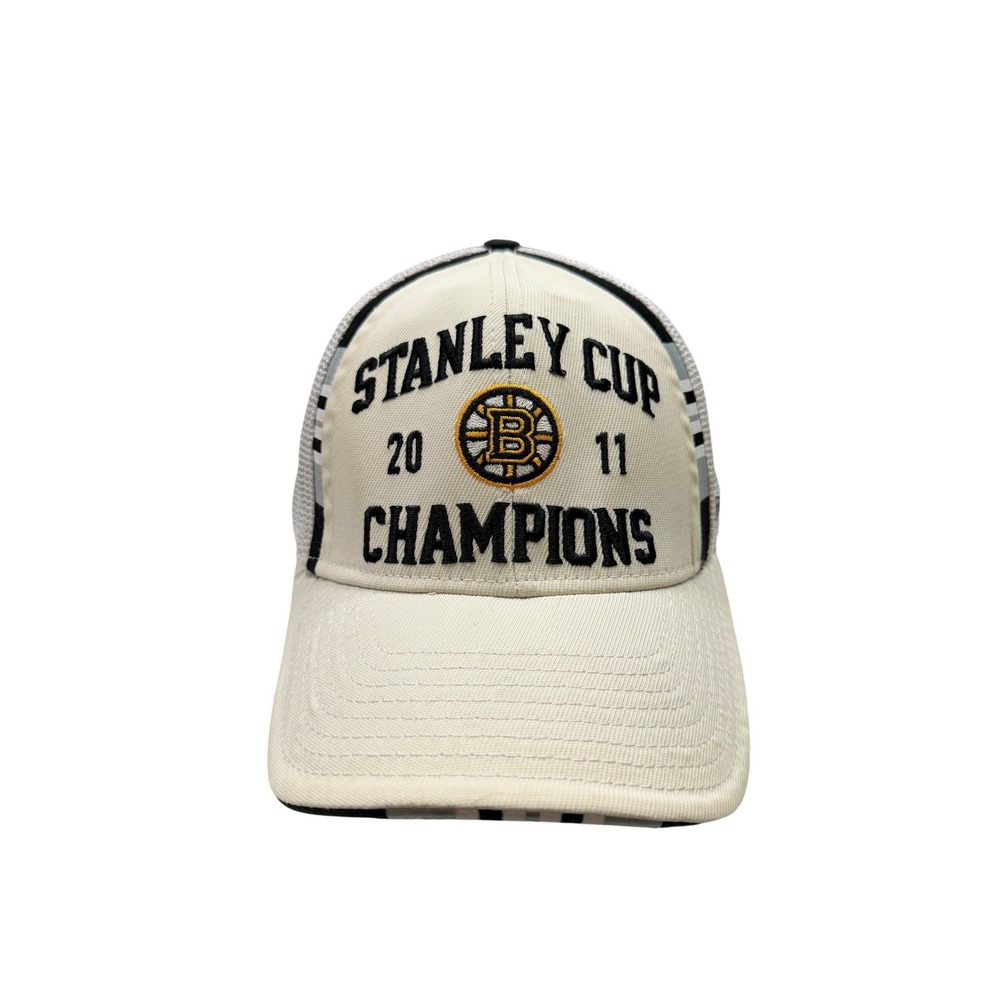 Reebok Hat Mens White 2011 Stanley Cup‎ Champions Boston Bruins L/XL